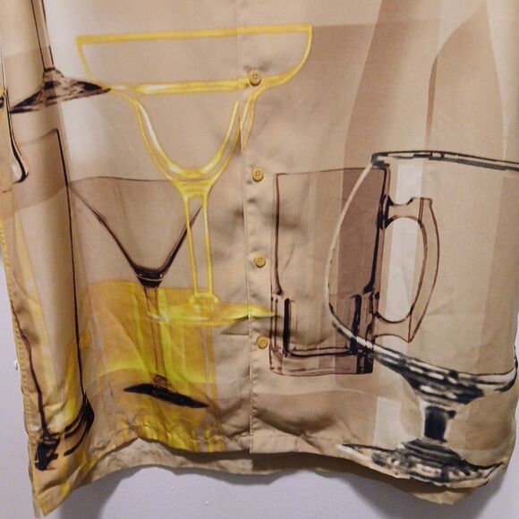 Havanera Co. Men’s Shirt XL–Brown Short Sleeve Button Down – Martini Glass Print - Picture 3 of 6